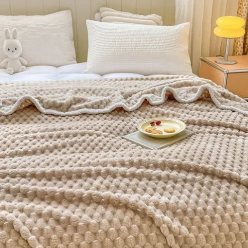 Soft Comfort Throw Sofa Blanket Stereoscopic Small Grid Blanket For Sofa Chair Couch Living Room Birthday Gift And Home Decor Portable Car Travel Cover Blanket