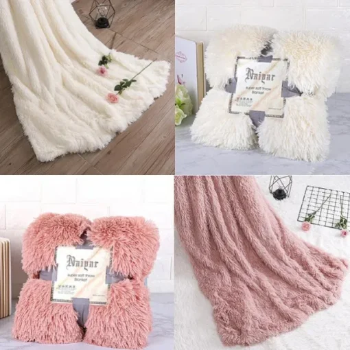 Soft Fuzzy Faux Fur Throw Blankets,Solid Reversible Lightweight Long Hair Shaggy Blanket,Fluffy Cozy Plush Comfy Microfiber Fleece Blankets Decoration for Couch Sofa Bed