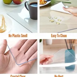 Soft Glass Table Cloth 1.5mm PVC Transparent Tablecloth Waterproof Rectangular Table Cover Pad Kitchen Oil-Proof Table Mat