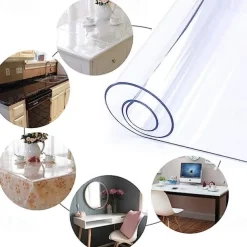 Soft Glass Table Cloth 1.5mm PVC Transparent Tablecloth Waterproof Rectangular Table Cover Pad Kitchen Oil-Proof Table Mat