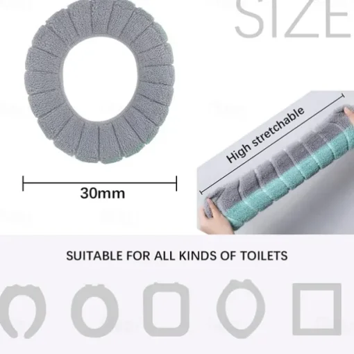 Soft Toilet Seat Cover Pads Thicker Warmer Stretchable Washable Cloth Toilet Fits All Oval Toilet Seats