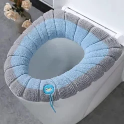 Soft Toilet Seat Cover Pads Thicker Warmer Stretchable Washable Cloth Toilet Fits All Oval Toilet Seats
