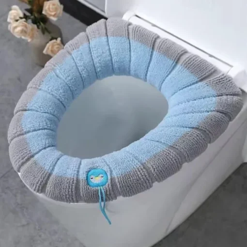 Soft Toilet Seat Cover Pads Thicker Warmer Stretchable Washable Cloth Toilet Fits All Oval Toilet Seats