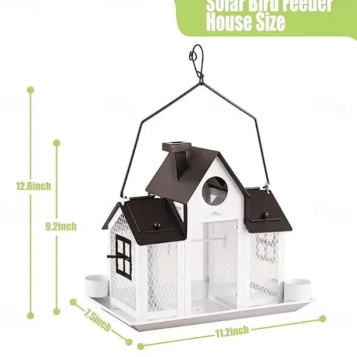 Solar Bird Feeders for Ourside,Bird House Squirrel Proof Feeder,Hanging Metal Mesh Wild Window Large Finch Cardinal Feeder Nest Houses,Bird Outdoors and Garden Decoration