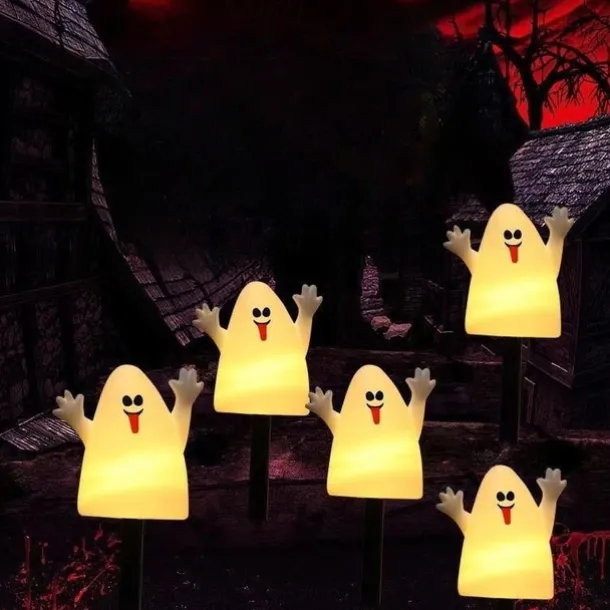 Solar Evil Pumpkin Patio Lights Spooky Glow to Your Outdoor Jack O Lantern Decor Pumpkin Skull Ghost for Halloween Thanksgiving Holidays