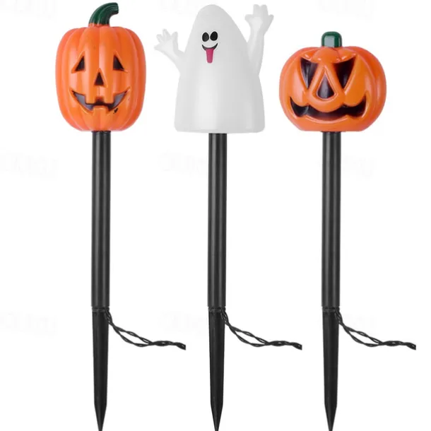 Solar Evil Pumpkin Patio Lights Spooky Glow to Your Outdoor Jack O Lantern Decor Pumpkin Skull Ghost for Halloween Thanksgiving Holidays