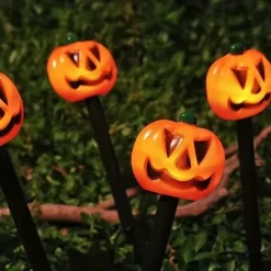 Solar Evil Pumpkin Patio Lights Spooky Glow to Your Outdoor Jack O Lantern Decor Pumpkin Skull Ghost for Halloween Thanksgiving Holidays