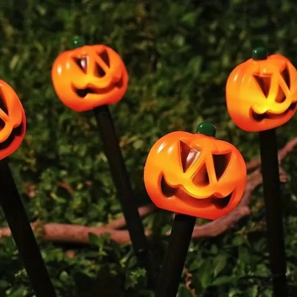 Solar Evil Pumpkin Patio Lights Spooky Glow to Your Outdoor Jack O Lantern Decor Pumpkin Skull Ghost for Halloween Thanksgiving Holidays