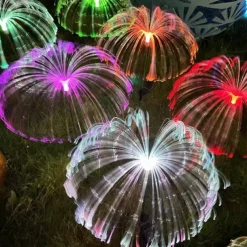 Solar Fiber Double-layer Jellyfish Lamp Outdoor Ground Plug Induction Lawn Garden Decorative Landscape Lamp