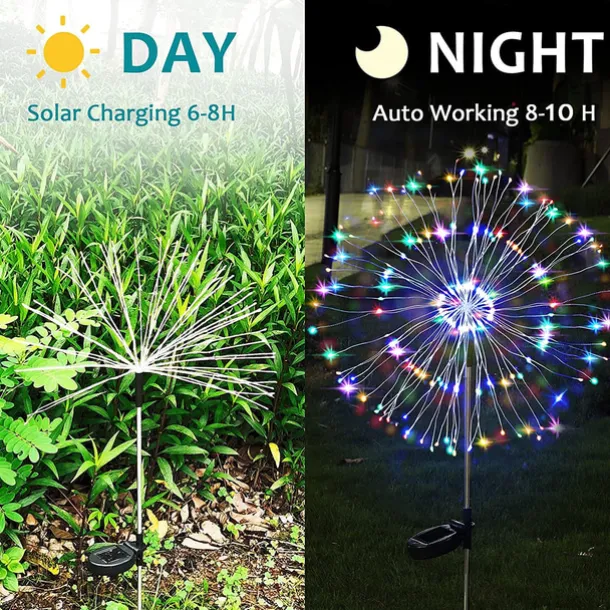 Solar Fireworks Lights 90/120/150/200 LEDS Outdoor DIY Solar Lights Copper Filament Garden Decorative Lights Waterproof Fairy Lights Lawn Lights