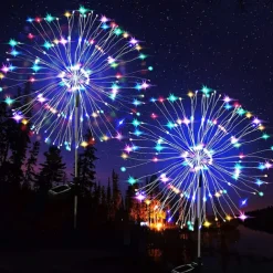 Solar Fireworks Lights 90/120/150/200 LEDS Outdoor DIY Solar Lights Copper Filament Garden Decorative Lights Waterproof Fairy Lights Lawn Lights