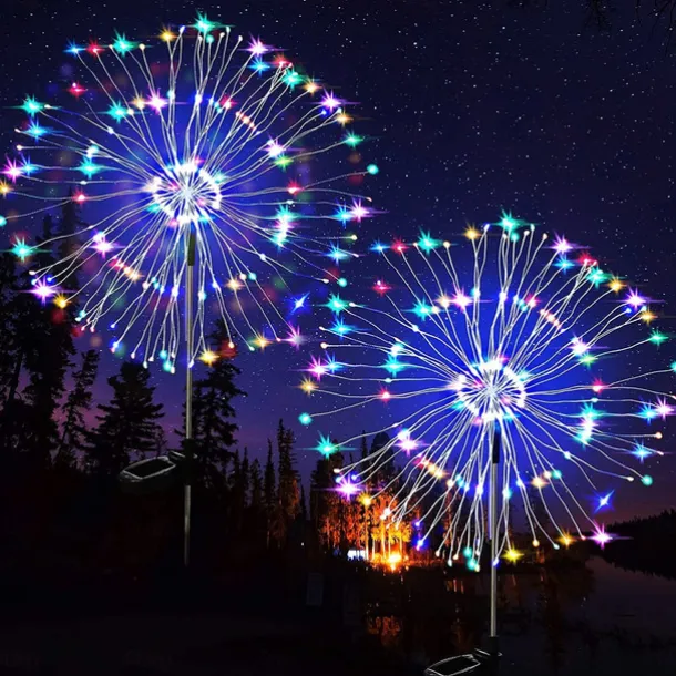 Solar Fireworks Lights 90/120/150/200 LEDS Outdoor DIY Solar Lights Copper Filament Garden Decorative Lights Waterproof Fairy Lights Lawn Lights