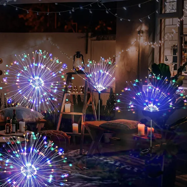 Solar Fireworks Lights 90/120/150/200 LEDS Outdoor DIY Solar Lights Copper Filament Garden Decorative Lights Waterproof Fairy Lights Lawn Lights