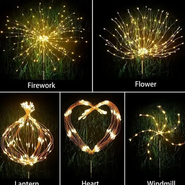 Solar Fireworks Lights 90/120/150/200 LEDS Outdoor DIY Solar Lights Copper Filament Garden Decorative Lights Waterproof Fairy Lights Lawn Lights