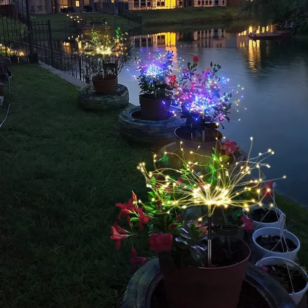 Solar Fireworks Lights 90/120/150/200 LEDS Outdoor DIY Solar Lights Copper Filament Garden Decorative Lights Waterproof Fairy Lights Lawn Lights