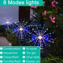 Solar Fireworks Lights 90/120/150/200 LEDS Outdoor DIY Solar Lights Copper Filament Garden Decorative Lights Waterproof Fairy Lights Lawn Lights