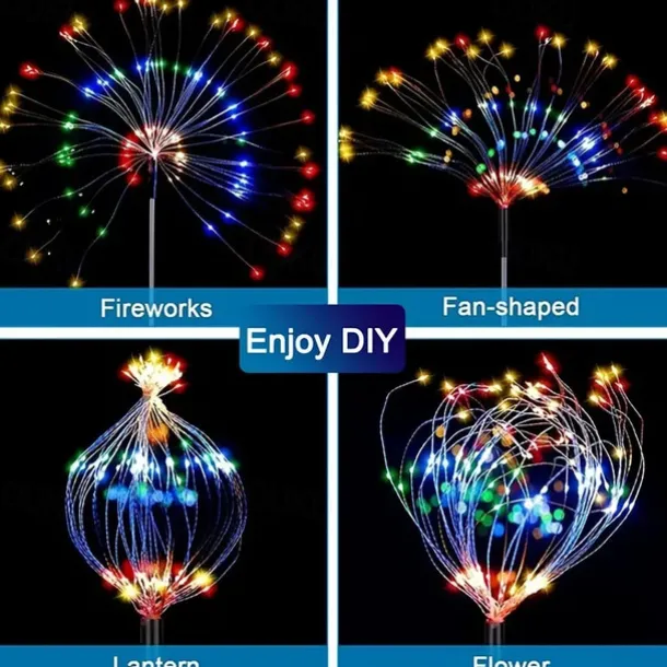 Solar Fireworks Lights 90/120/150/200 LEDS Outdoor DIY Solar Lights Copper Filament Garden Decorative Lights Waterproof Fairy Lights Lawn Lights