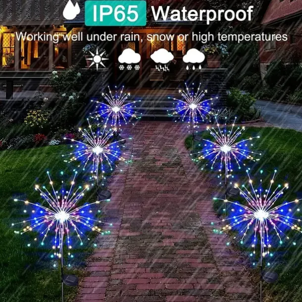 Solar Fireworks Lights 90/120/150/200 LEDS Outdoor DIY Solar Lights Copper Filament Garden Decorative Lights Waterproof Fairy Lights Lawn Lights