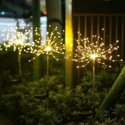 Solar Fireworks Lights Pathway Lights Outdoor 2x 1x LED Stake Lights for Walkway Garden Backyard Landscape Decoration 120LEDs Fairy Christmas Light for Garden Street Yard Lawn