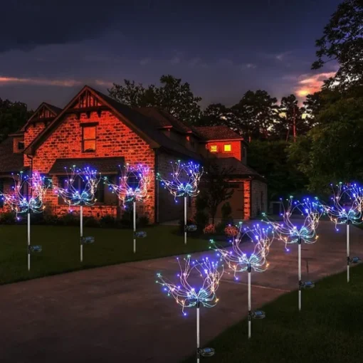 Solar Fireworks Lights Pathway Lights Outdoor 2x 1x LED Stake Lights for Walkway Garden Backyard Landscape Decoration 120LEDs Fairy Christmas Light for Garden Street Yard Lawn