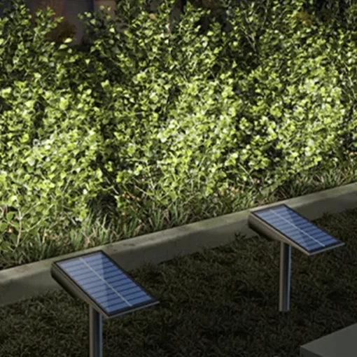 Solar Flood Lights Landscape Spotlights - IP65 Waterproof Outdoor Pathway Garden Light, Warm White & Green Auto On/Off Solar Lights for Driveway, Porch and Walkways