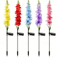 Solar Flowers Lights Outdoor Waterproof Violet Lights Flower Stake Waterproof Solar Flower Lights for Garden Corridor Yard Lawn Patio Pathway Balcony Pool Wedding Decorative