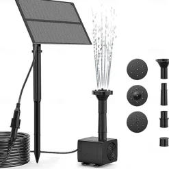 Solar Fountain Water Pump Solar Garden Pond Fountain Waterfall Outdoor Bird Bathing Water View Fountain Garden Decoration without Lighting