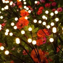Solar Garden Light Waterproof Firefly Lights Outdoor Starburst Swaying Lights 2 Modes 6/8/10 Heads for Yard Patio Pathway Decoration
