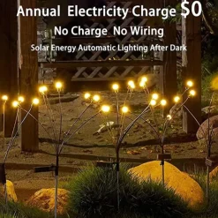 Solar Garden Light Waterproof Firefly Lights Outdoor Starburst Swaying Lights 2 Modes 6/8/10 Heads for Yard Patio Pathway Decoration