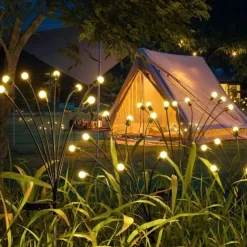 Solar Garden Light Waterproof Firefly Lights Outdoor Starburst Swaying Lights 2 Modes 6/8/10 Heads for Yard Patio Pathway Decoration