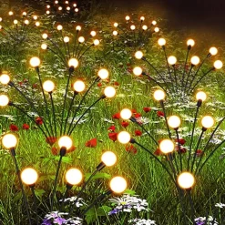 Solar Garden Light Waterproof Firefly Lights Outdoor Starburst Swaying Lights 2 Modes 6/8/10 Heads for Yard Patio Pathway Decoration