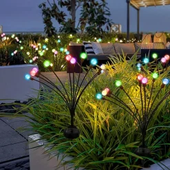 Solar Garden Light Waterproof Firefly Lights Outdoor Starburst Swaying Lights 2 Modes 6/8/10 Heads for Yard Patio Pathway Decoration