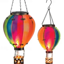 Solar Hot Air Balloon Lantern Christmas Outdoor Decoration Colorful Landscape for Holidays Party Weather-proof