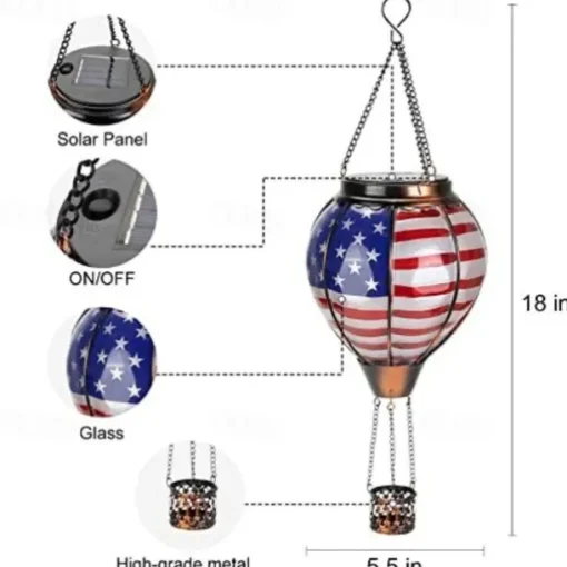 Solar Hot Air Balloon Lantern Christmas Outdoor Decoration Colorful Landscape for Holidays Party Weather-proof