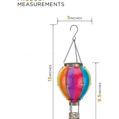 Solar Hot Air Balloon Lantern Christmas Outdoor Decoration Colorful Landscape for Holidays Party Weather-proof