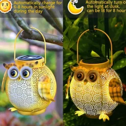 Solar Iron Art Cartoon Owl Lantern Courtyard Ground Insertion Lawn Light Garden Animal Landscape Decoration LED Light