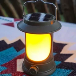 Solar LED Camping Lantern, LED Retro Rechargeable Hangable Outdoor Tent Light for Outdoor Camping