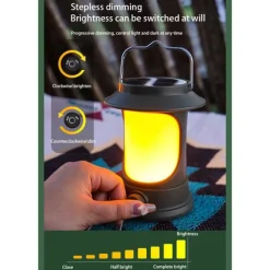 Solar LED Camping Lantern, LED Retro Rechargeable Hangable Outdoor Tent Light for Outdoor Camping