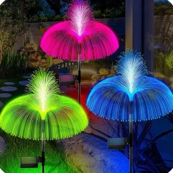 Solar LED Jellyfish Lights Reed Mushroom Lamp Outdoor Garden Decor Lawn Light 7 Color Change Waterproof Patio Yard Pathway Decor Solar Flowers Lamp