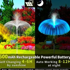 Solar LED Jellyfish Lights Reed Mushroom Lamp Outdoor Garden Decor Lawn Light 7 Color Change Waterproof Patio Yard Pathway Decor Solar Flowers Lamp