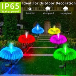 Solar LED Jellyfish Lights Reed Mushroom Lamp Outdoor Garden Decor Lawn Light 7 Color Change Waterproof Patio Yard Pathway Decor Solar Flowers Lamp