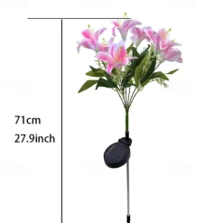 Solar Lily Outdoor Simulation Flower Lamp LED Artificial Flower Floor Insertion Lamp Garden and Courtyard Decorative Lights Holiday Party Decorative Lights