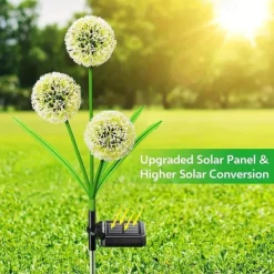 Solar Outdoor Lights Decorative 36LEDs Solar Garden Lights With 2 Lighting Modes 3-in-1 Solar Dandelion Flowers IP65 Waterproof Solar Powered Outdoor Lights For Garden Yard