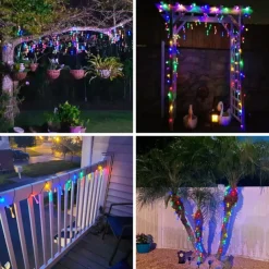 Solar Outdoor String Lights, Total 10M-100Leds Teardrop Water Drop Lights, Solar Christmas Lights Outdoor Waterproof for Garden Patio Yard Tree Party Christmas Decor