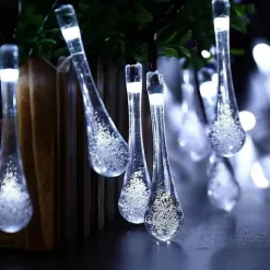 Solar Outdoor String Lights, Total 10M-100Leds Teardrop Water Drop Lights, Solar Christmas Lights Outdoor Waterproof for Garden Patio Yard Tree Party Christmas Decor
