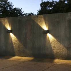 Solar Outdoor Wall Lamp 2 Modes Lighting Adjustable Solar Light Up And Down Luminous Villa Courtyard Wall Railing Decor Light Outdoor Waterproof Spot Light for Yard Deck Garden Garage Walkway Porch