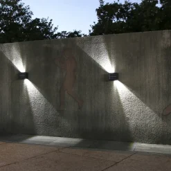 Solar Outdoor Wall Lamp 2 Modes Lighting Adjustable Solar Light Up And Down Luminous Villa Courtyard Wall Railing Decor Light Outdoor Waterproof Spot Light for Yard Deck Garden Garage Walkway Porch