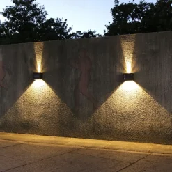 Solar Outdoor Wall Lamp 2 Modes Lighting Adjustable Solar Light Up And Down Luminous Villa Courtyard Wall Railing Decor Light Outdoor Waterproof Spot Light for Yard Deck Garden Garage Walkway Porch