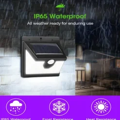 Solar Outdoor Wall Light 40LED IP65 Waterproof Sports Outdoor Wall Light Courtyard Garage Lighting Outdoor Garden 1PC