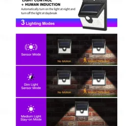 Solar Outdoor Wall Light 40LED IP65 Waterproof Sports Outdoor Wall Light Courtyard Garage Lighting Outdoor Garden 1PC